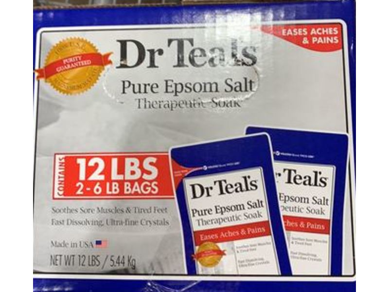 Dr Teal's Pure Epsom Salt, Therapeutic Soak, 12 lbs