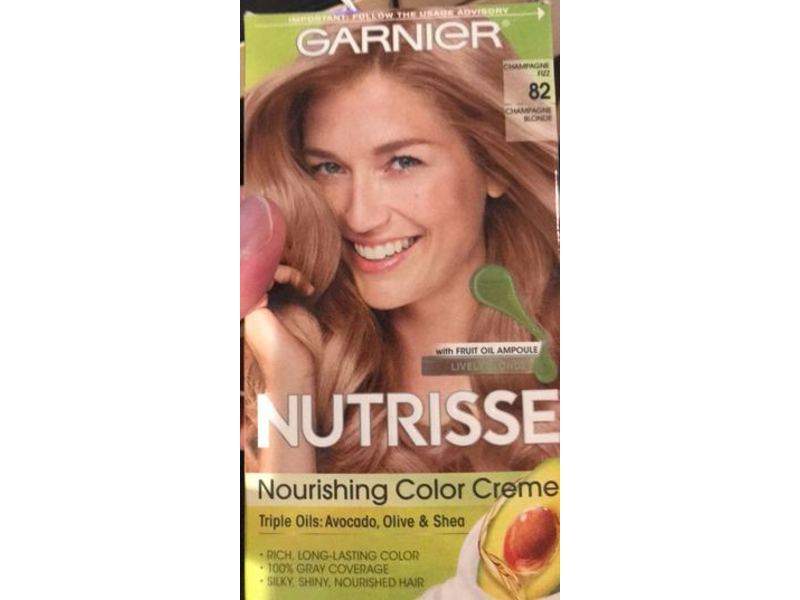 Garnier Nutrisse Nourishing Hair Color Creme, Avocado, Olive & Shea, 82 Champagne Blonde, 1 Application