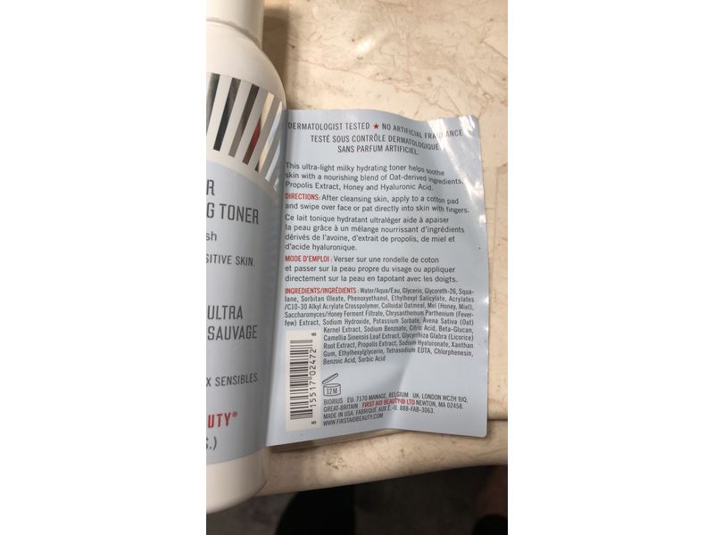 First Aid Beauty Ultra Repair Wild Oat Hydrating Toner, 6 fl oz/177 mL