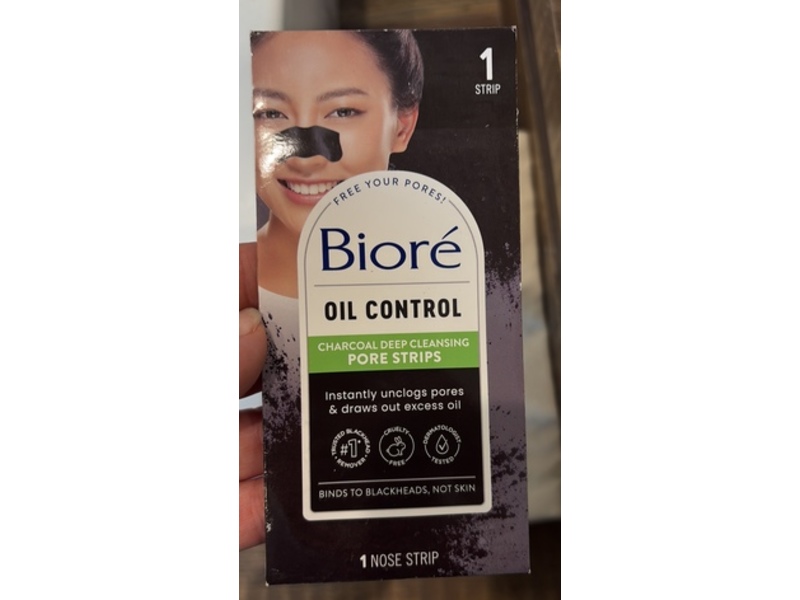 Biore Oil Control Deep Cleansing Pore Strips, Charcoal, 1 Count