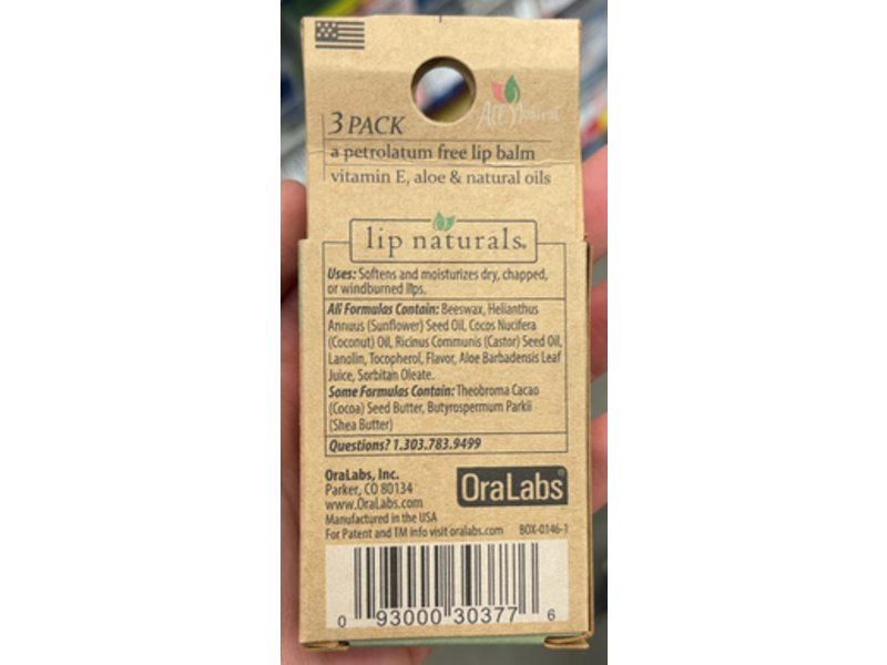 Lip Naturals Lip Balm, Strawberry, Watermelon & Cherry, 0.15 oz/4.25 g