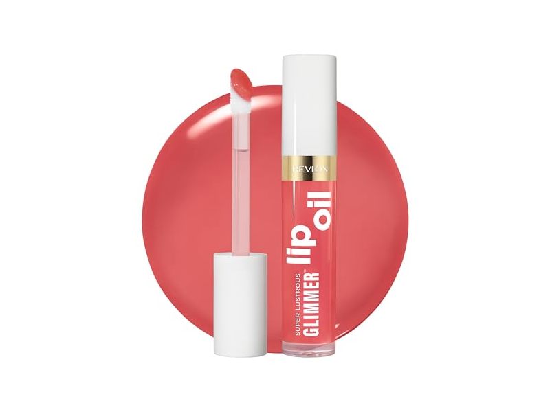 Revlon Super Lustrous Glimmer Lip Oil, 007 Posh Peach, 0.13 fl oz/3.8 mL