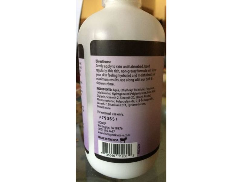 Dionis Goat Milk Body Lotion, Hydrates & Moisturizes, Lavender Blossom, 8.5 fl oz/240 mL