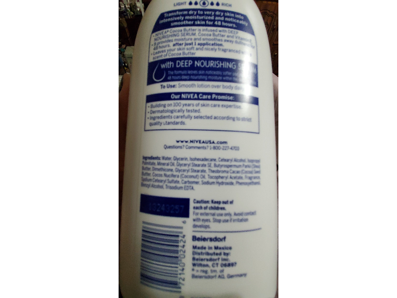 Nivea Deep Moisture Serum Body Lotion, Cocoa Butter & Vitamin E, 33.8 fl oz/1000 mL