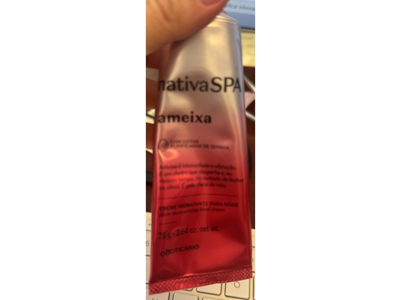 O Boticário Nativa SPA Plum Hand Moisturizing Cream, 2.64 oz/75 g