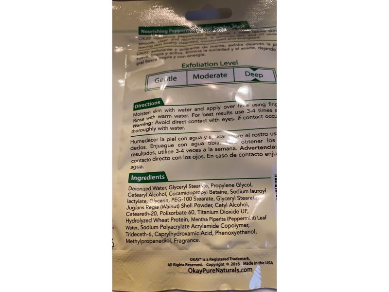 Okay Nourishing Scrub & Mask, Peppermint, 1.50 oz/43 g