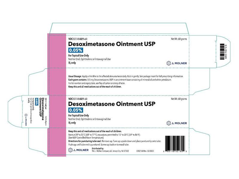 Desoximetasone Ointment, 0.05%, 60 g, J. Molner Company (RX)