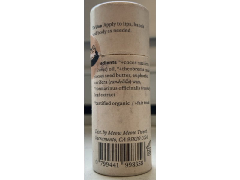 Meow Meow Tweet Lip Balm, Coconut Cacao, 0.5 oz/15 g