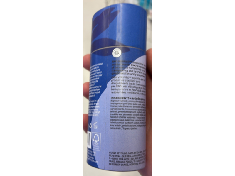 Attitude Leaves Bar Deodorant, Sea Salt, 3 oz/85 g