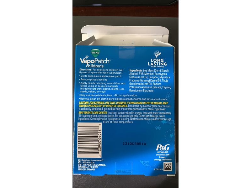 Vicks VapoPatch with Long Lasting Soothing Vicks Vapors for Children Ages 6+, 2 boxes of 5, 10 total patches