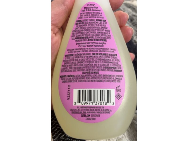 Cutex Moisture-Rich Nail Polish Remover, Sweet Almond Oil, 6.7 fl oz/200 mL