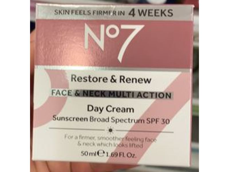 No7 Restore & Renew Face & Neck Multi Action Day Cream, SPF 30