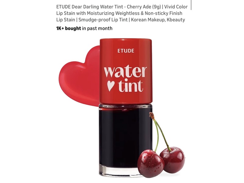 Etude Dear Darling Water Tint, Cherry Ade, 0.31 oz/9 g