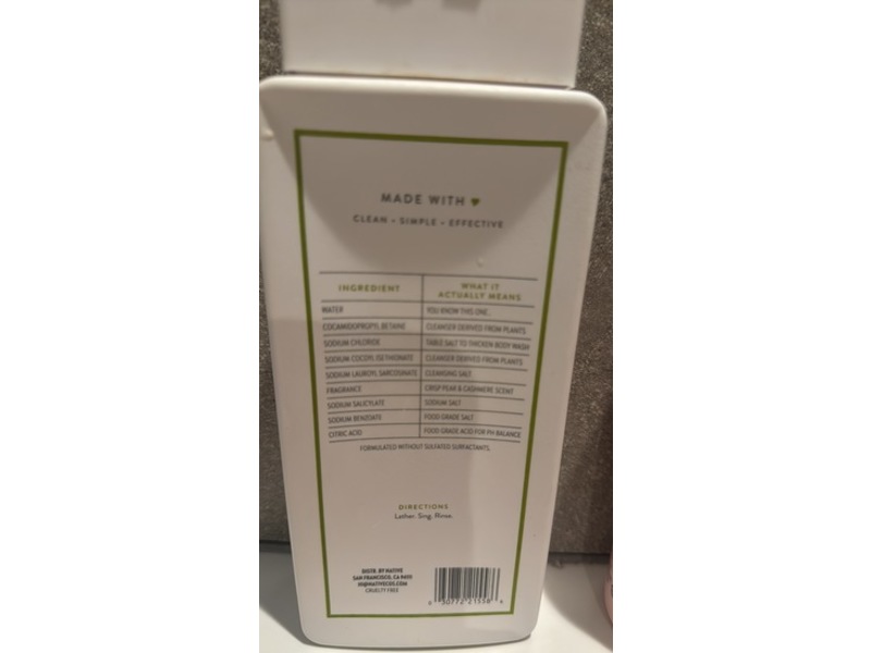 Native Body Wash, Crisp Pear & Cashmere, 18 fl oz/532 mL