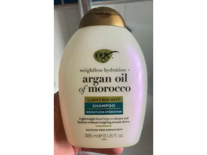 Ogx Wightless Hydration + Lightweight Shampoo, Argan Oil Of Morocco, 13 fl oz/385 mL