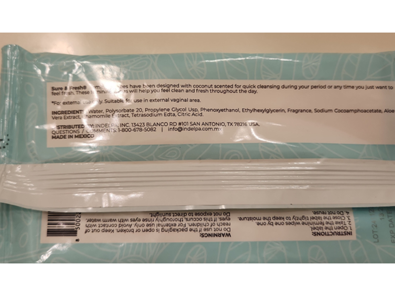 Sure & Fresh Feminine Cleansing Cloths, Tropical Coconut, 32 Count