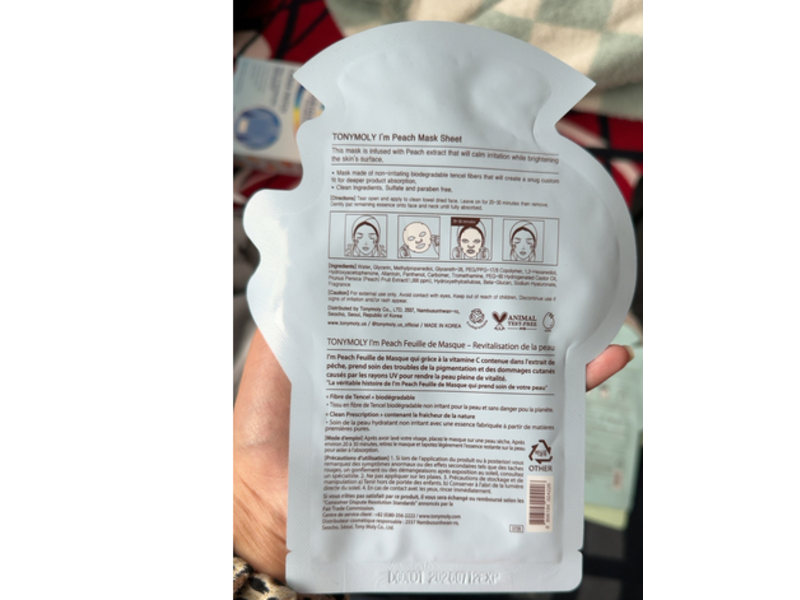 Tonymoly I'm Peach Vitalizing Sheet Mask, 0.74 oz/21 g, 1 Count