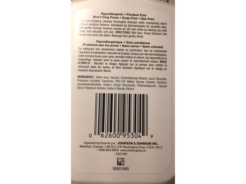 Neutrogena Ultra Gentle Daily Cleanser, Foaming Formula, 354 mL