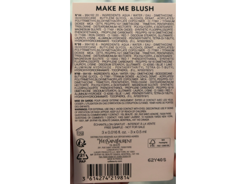 Yves Saint Laurent Liquid Blush Set, Make Me Blush, 0.06 fl oz/0.5 mL