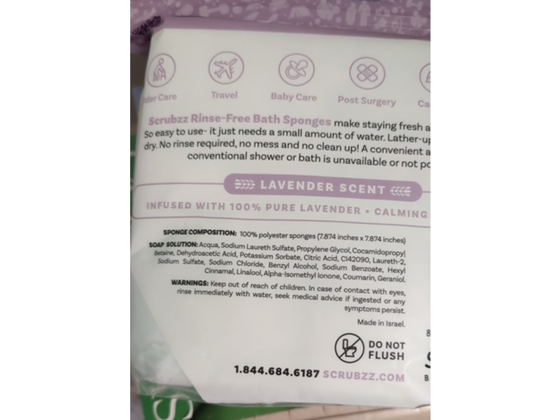 Scrubzz Soap & Shampoo Infused Bath Sponges, Lavender Scent, 25 Count, Pack Of 2