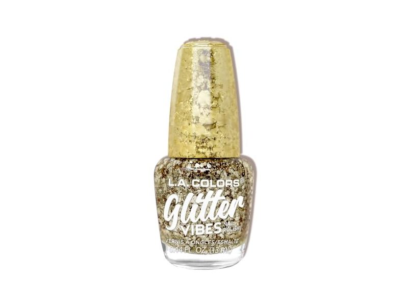 L.A. Colors Glitter Vibes Nail Polish, Golden Glow, 0.44 fl oz/13 mL