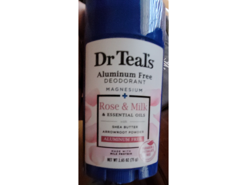 Dr Teal's Aluminum Free Deodorant, Magnesium + Rose & Milk, 2.65 oz/75 g