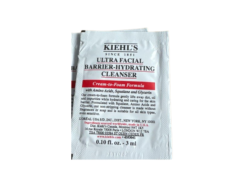 Kiehl's Ultra Facial Barrier-Hydrating Cleanser, Cream To Foam, 0.10 fl oz/3 mL