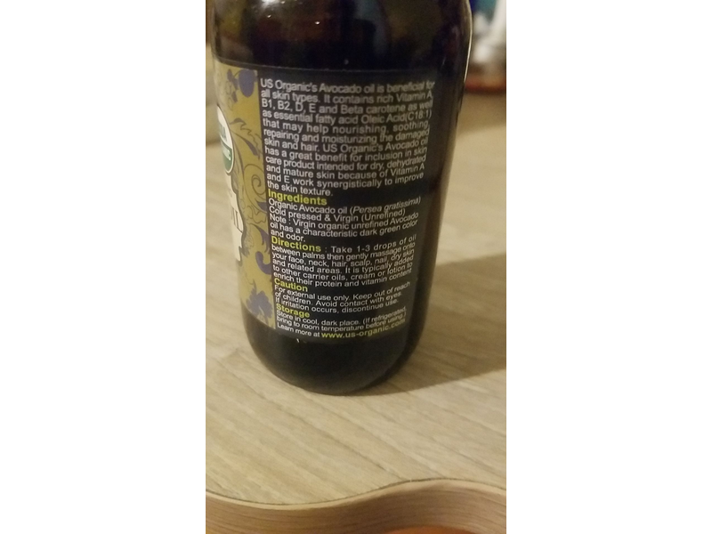 US Organic Nourishing & Moisturizing Avocado Oil, 4 fl oz/115 mL