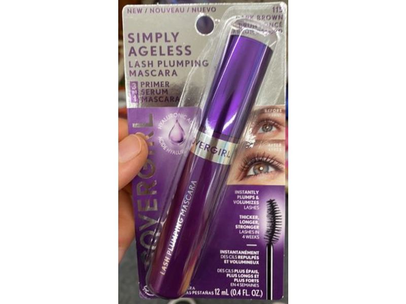 CoverGirl Simply Ageless Lash Plumping Mascara, 115 Dark Brown, 0.4 fl oz/12 mL