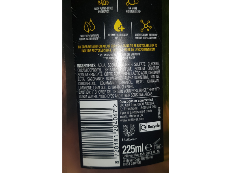 Lynx Shower Gel Epic Fresh Boost, 225 mL, Pack of 6