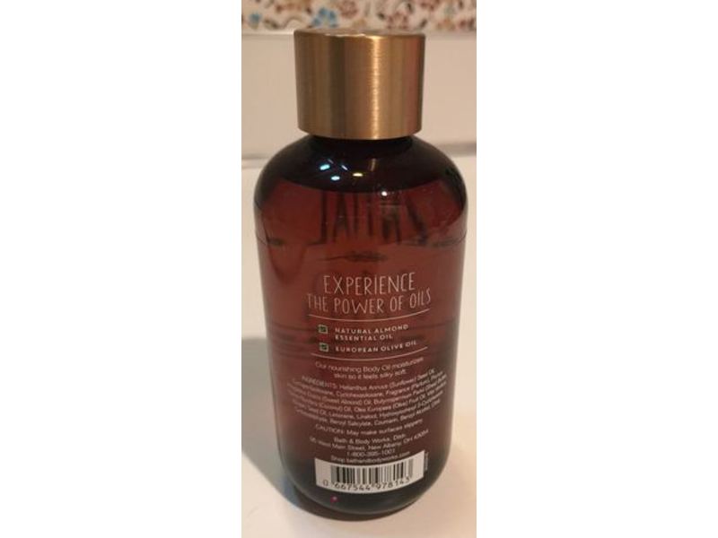 Bath & Body Works Natural Almond Body Oil, Almond & Vanilla, 6 fl oz/176 mL