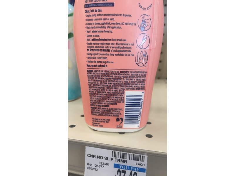 Nair Sensitive Formula Shower Cream Hair Remover, Coconut Oil & Vitamin E, 12.6 oz/357 g