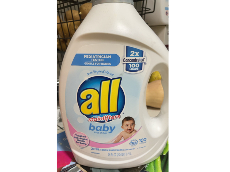 All Stainlifters Baby Liquid Laundry Detergent, 100 Loads, 75 fl oz/2.21 L