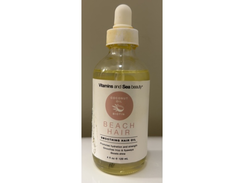 Vitamins And Sea Beauty Beach Hair Smoothing Hair Oil, Coconut Oil, 4 fl oz/120 mL