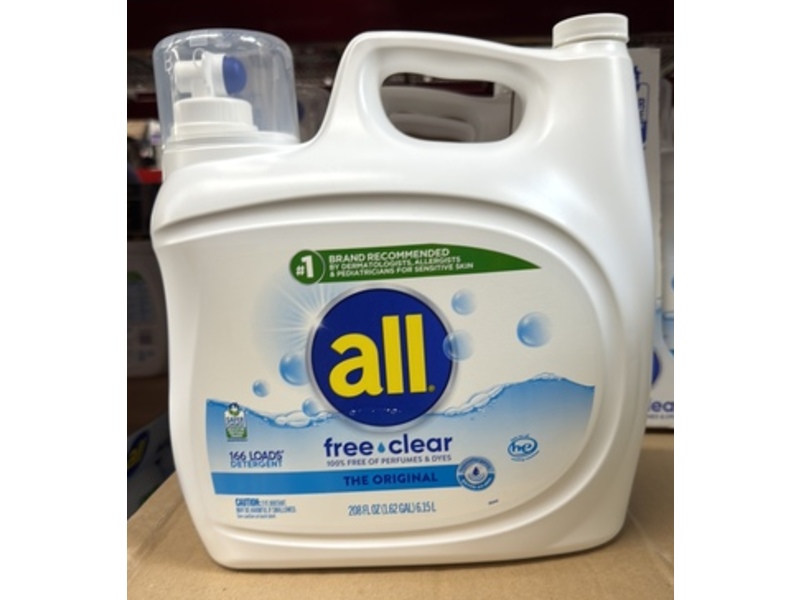 All The Original Liquid Laundry Detergent, Free Clear, 166 Loads, 208 fl oz/6.15 L