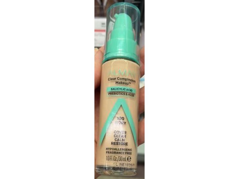 Almay Clear Complexion Makeup, 100 Ivory, 1.0 fl oz/30 mL