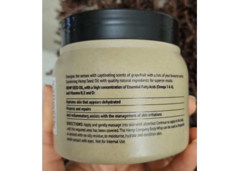 The Hemp Company Body Whip Moisturizing Cream, Pink Pomelo, 8.81 oz/250 g