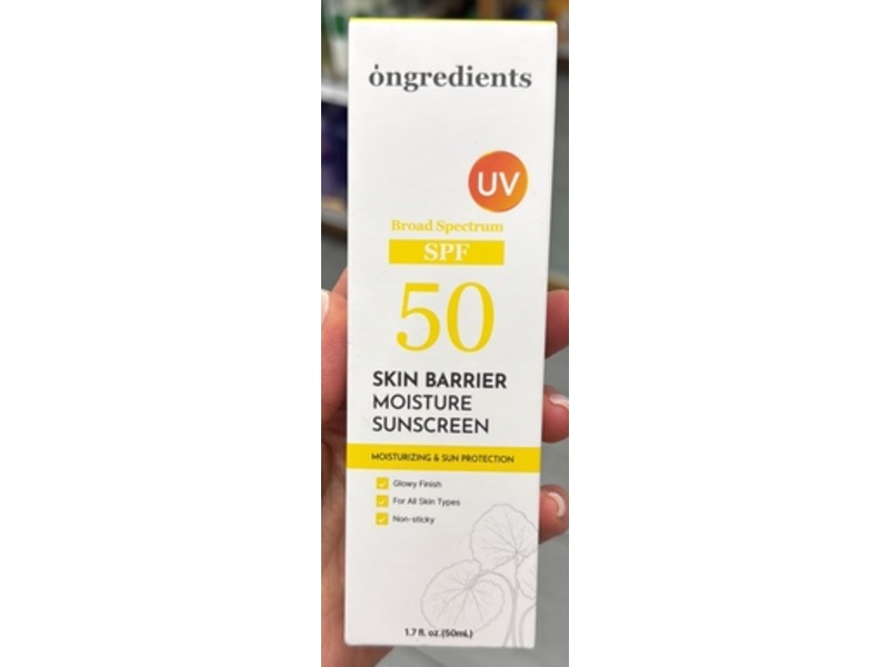 Ongredients Skin Barrier Moisture Sunscreen, SPF 50, Broad Spectrum, 1.7 fl oz/50 ml