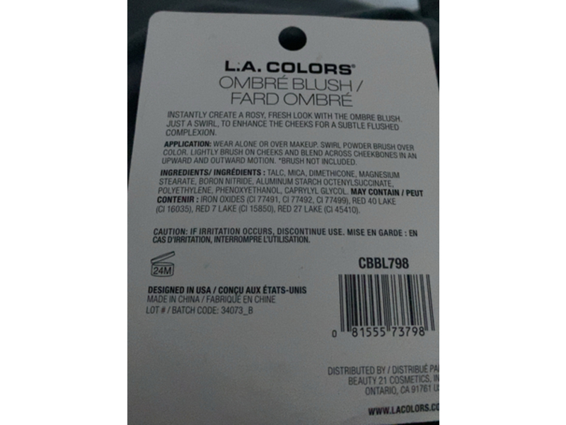 L.A. Colors Ombre Blush, CBBL798 Sunset Chic, 0.35 oz/10 g