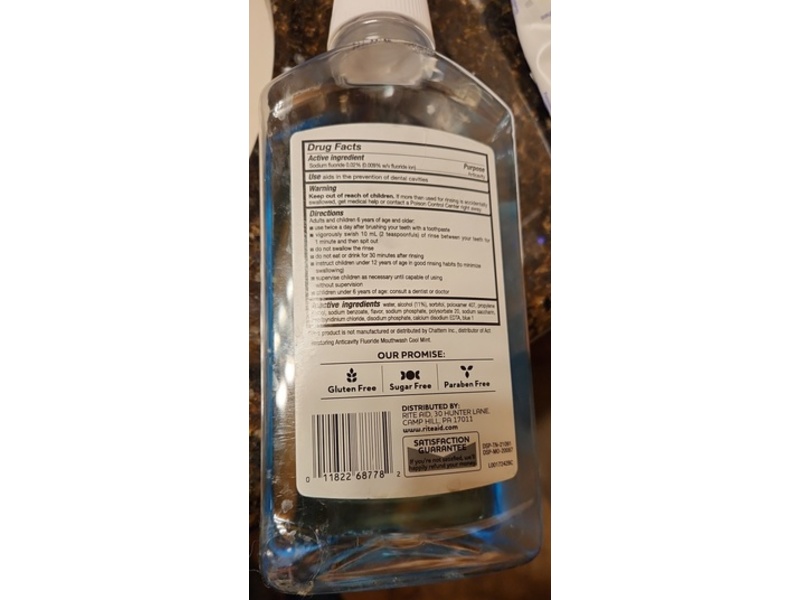 Rite Aid Restoring Anticavity Fluoride Mouthwash, Refreshing Mint, 33.8 fl oz/1 L