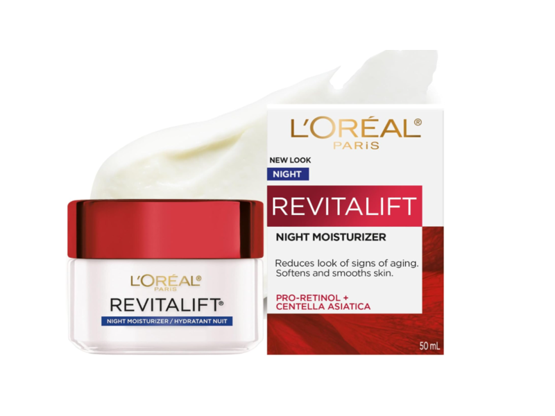 L'Oreal Paris Revitalift Anti-Wrinkle+Firming Night Moisturizer, Pro-Retinol+Centella Asiatica, 50 mL
