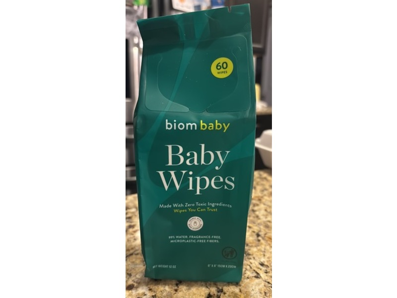Biom Baby Baby Wipes, 12 oz, 60 Count