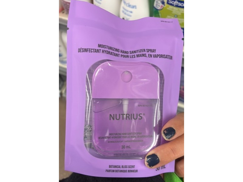 Nutrius Moisturizing Hand Sanitizer Spray, Botanical Bliss Scent, 30 mL