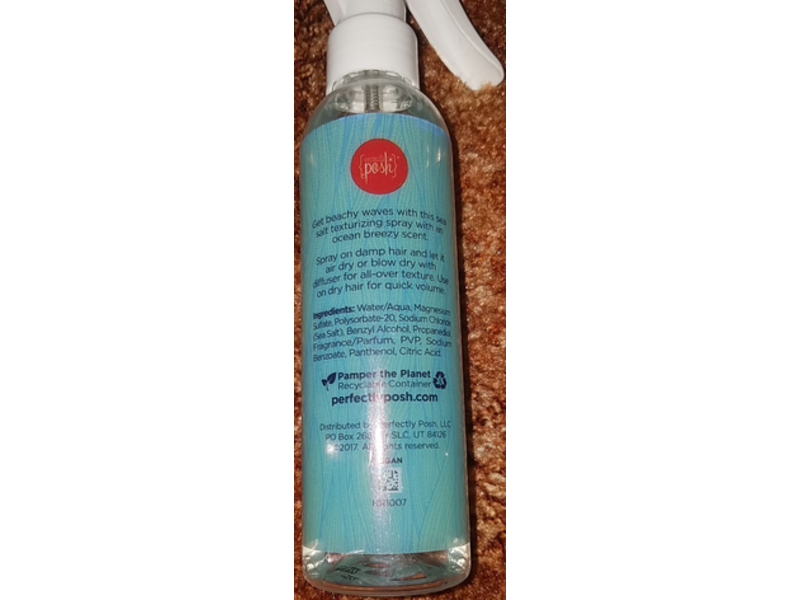 Perfectly Posh Beach Hair, Don't Care Sea Salt Spray, 6 fl oz/177 mL