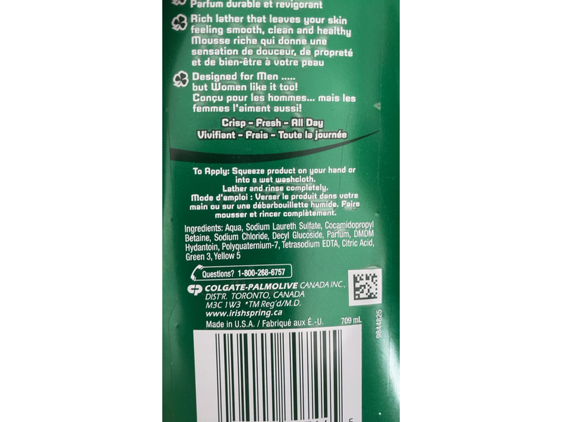 Irish Spring Body Wash Gel, original, 709 mL