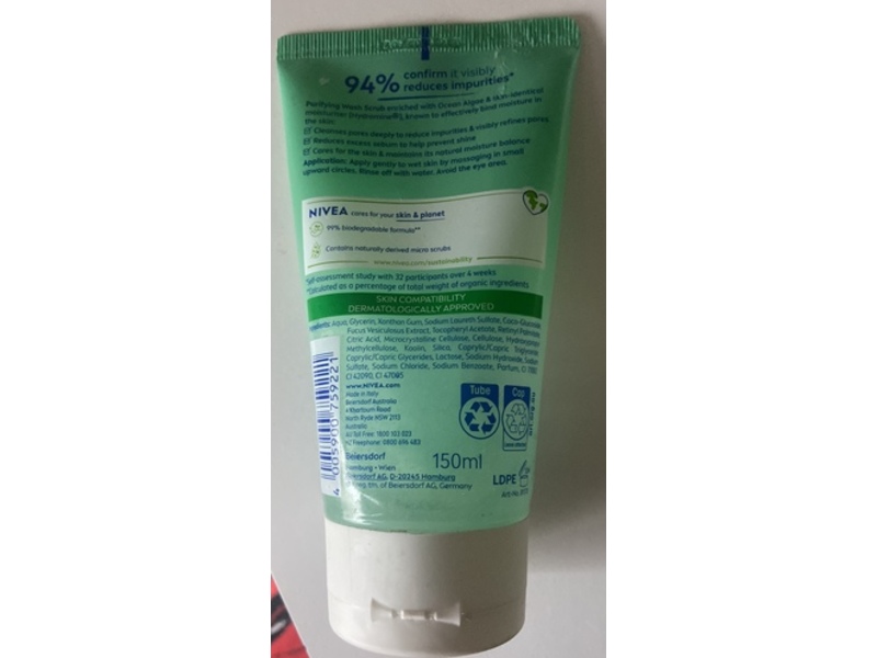 Nivea Purifying Wash Scrub, 150 mL