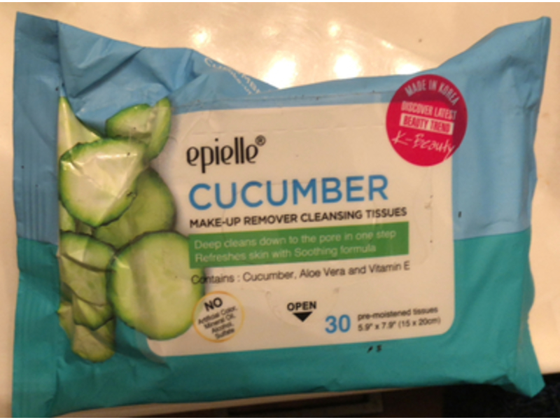 Epielle Makeup Remover Cleansing Tissues, Cucumber, 30 Count