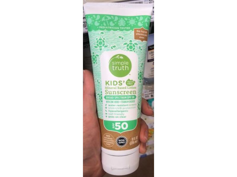 Simple Truth Kid's Mineral Based Sunscreen Lotion, SPF 50, 8 fl oz/236 mL