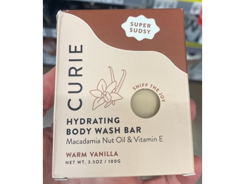 Curie Hydrating Body Wash Bar, Warm Vanilla, 3.5 oz/100 g