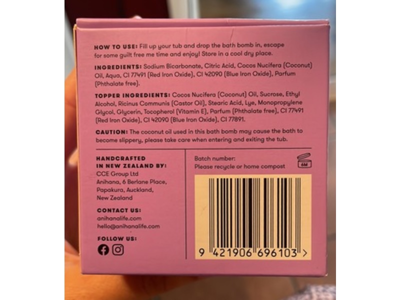 Anihana Bath Bomb, Lavender Love, 6.3 oz/180 g